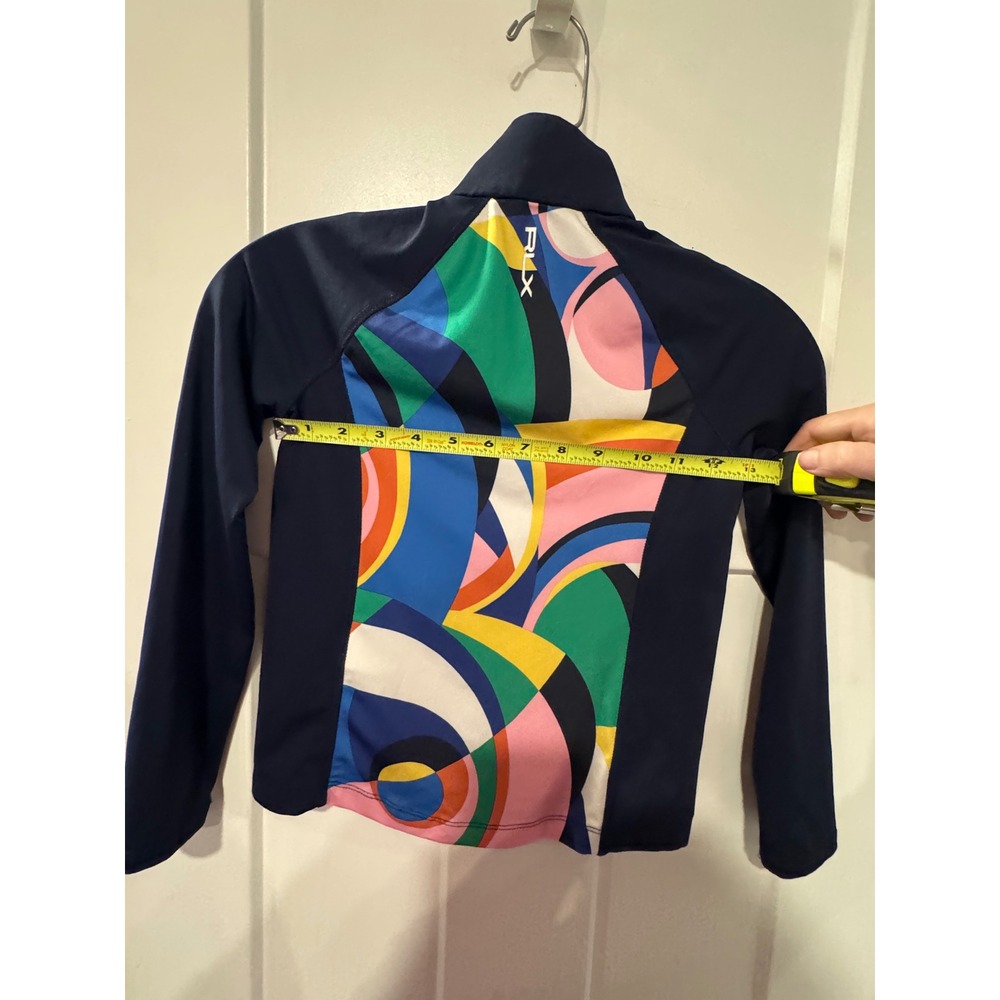 RLX Ralph Lauren Girls Navy Multi Geometric Abstract Quarter Zip Top Size S 7 - Picture 6 of 12